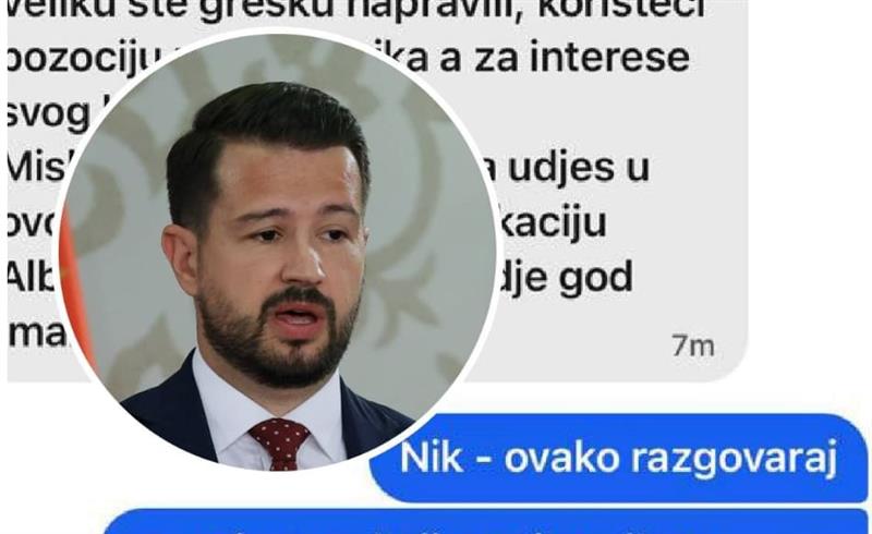 Скандал во Црна Гора: Претседателот објави СМС пораки од министер- му се заканува со Албанците 