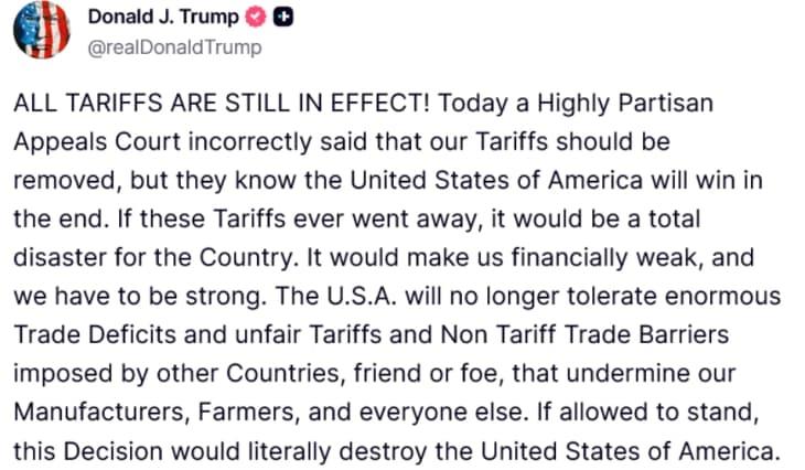 Суд пресуди дека царините на Трамп се незаконски, тој порача дека царините остануваат