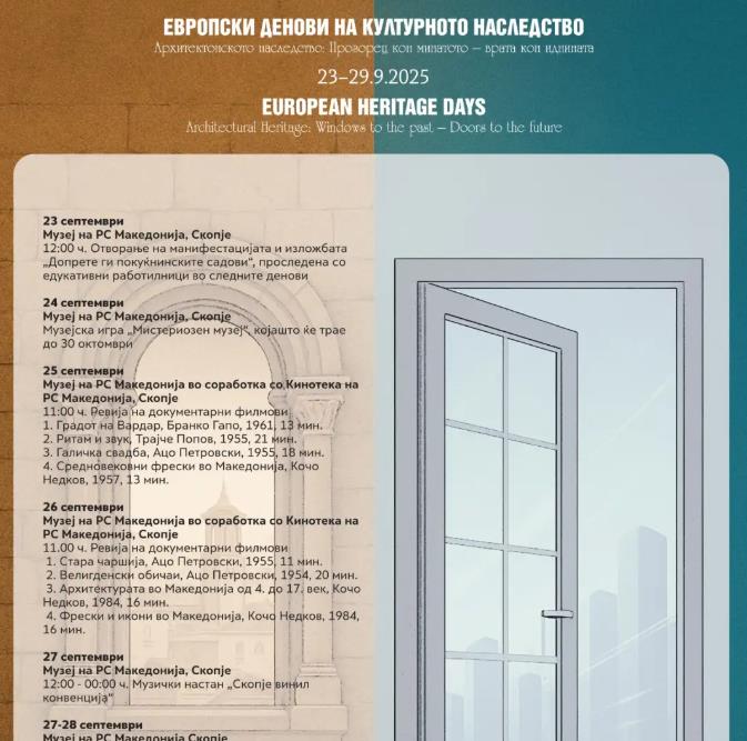 Почнува манифестацијата „Европски  денови на културното наследство 2025“