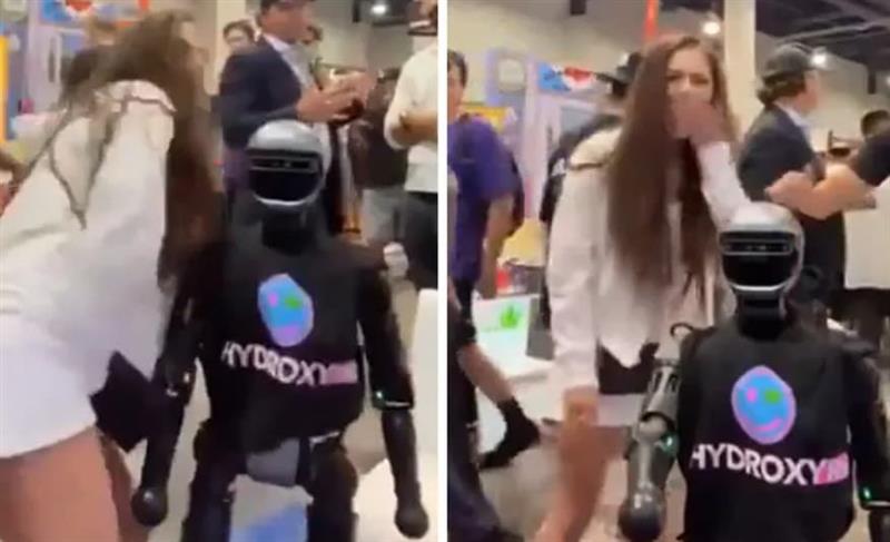 Убава девојка имаше незгодна средба со хуманоиден робот, сите се смеат (ВИДЕО)