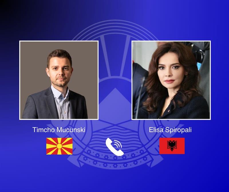 Телефонски разговор на министерот Муцунски со министерката за Европа и надворешни работи на Албанија, Елиса Спиропали