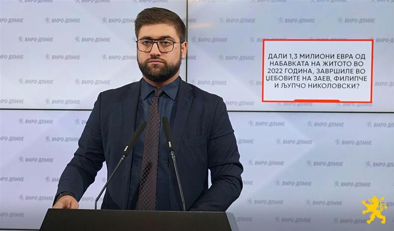 Манасиевски: Дали 1,3 милиони евра од набавката на житото во 2022 година, завршиле во џебовите на Заев, Филипче и Љупчо Николовски?