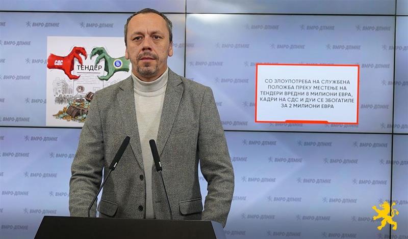 Петрушевски: Со злоупотреба на службена положба преку местење на тендери вредни 8 милиони евра, кадри на СДС и ДУИ се збогатиле за 2 милиони евра