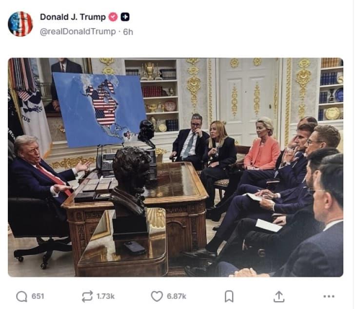 Трамп на социјалните мрежи ги „обои“ Канада и Гренланд во американски бои