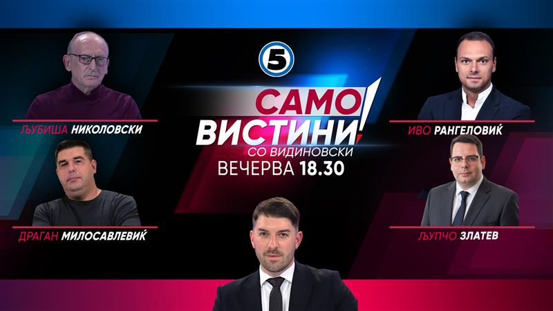 Љубиша Николовски, Иво Рангеловиќ, Драган Милосавлевиќ и Љупчо Златев вечерва во „Само вистини со Видиновски“  