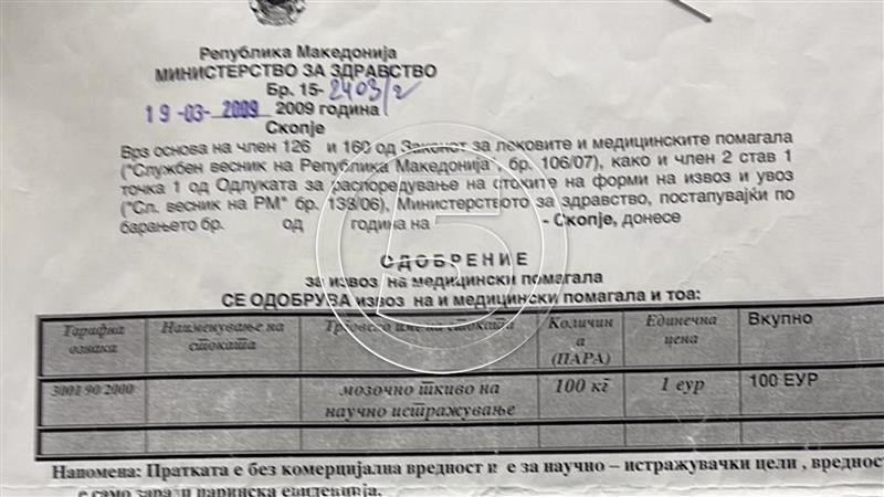 Извоз на мозоци во САД под истрага на обвинителството