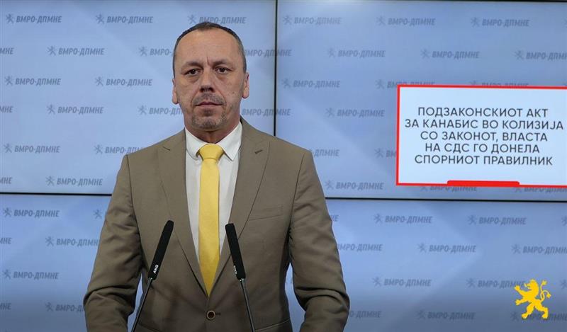 Петрушевски: Подзаконскиот акт за канабис во колизија со законот, власта на СДС го донела спорниот правилник