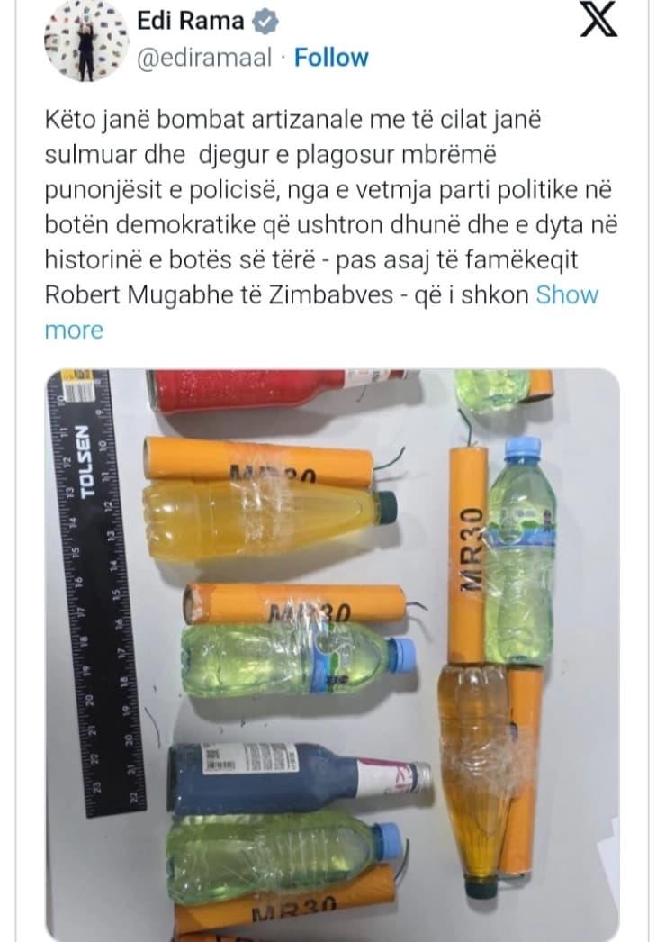 Албанскиот премиер Рама реагираше по протестот и насилствата на опозиција, во кој се повредени 19 полицајци, а приведено е 21 лице