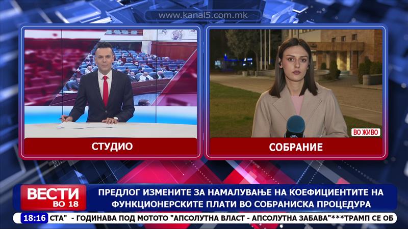 Предлог измените за намалување на коефициентите на функционерските плати во собраниска процедура