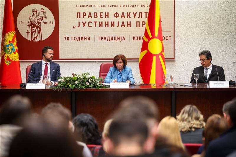 Сиљановска-Давкова и Милатовиќ одржаа предавање на Правниот факултет „Јустинијан Први“: Евроинтегративниот процес на Западен Балкан низ црногорска и македонска призма