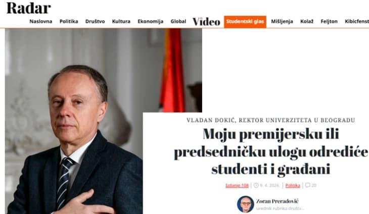 Ректорот на Универзитетот во Белград: Мојата премиерска или претседателска улога ќе ја одредат студентите и граѓаните