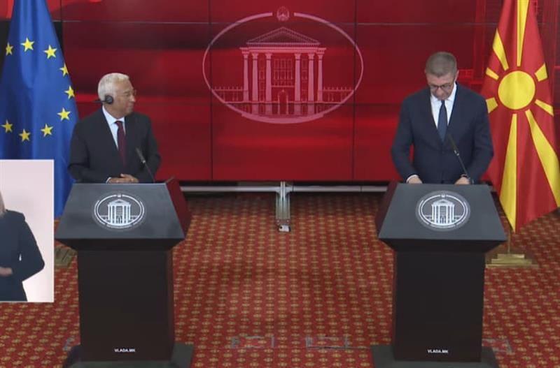Заедничка прес конференција на претседателот на ЕС, Кошта и премиерот Мицкоски 
