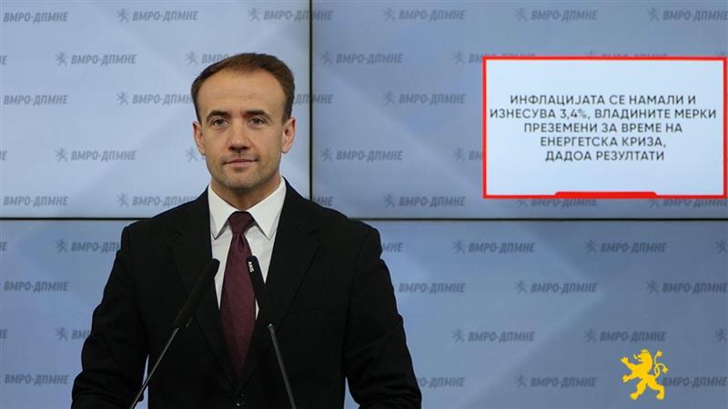 Стојаноски: Инфлацијата се намали и изнесува 3,4%, владините мерки преземени за време на енергетска криза, дадоа резултати