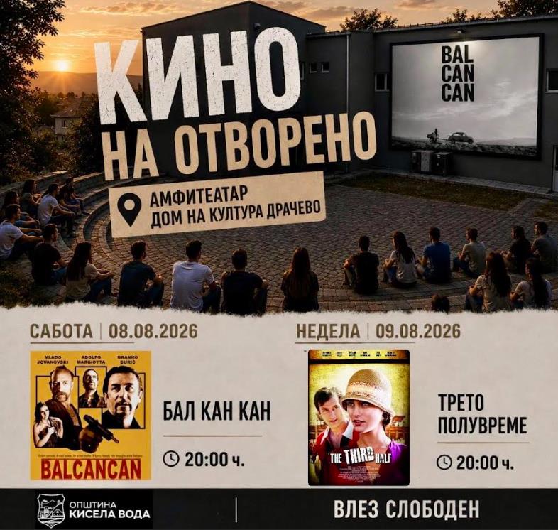 Овој викенд- бесплатно кино на отворено во Драчево