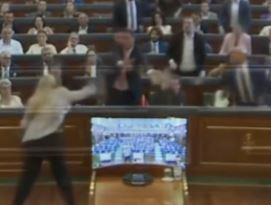 Албин Курти е гаѓан со јајца во косовското собрание (ВИДЕО)