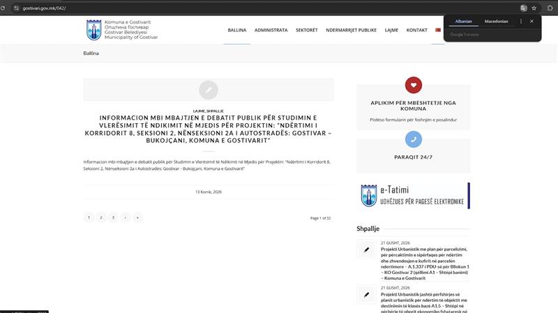 За да се отворат дел од официјалните-веб страни на општините, треба да се знае албанскиот облик на името