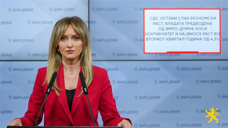 Кузманоска: СДС остави слаб економски раст, Владата предводена од ВМРО-ДПМНЕ носи континуитет и највиоск раст 