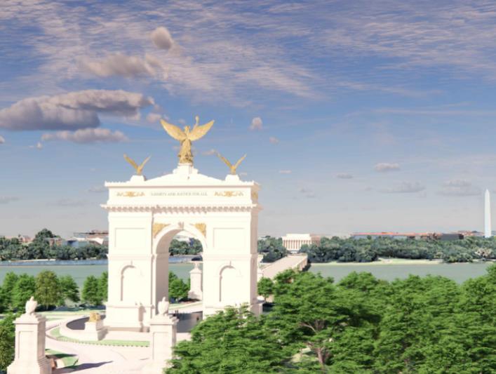 Огромната Триумфална капија на Трамп се претвора во воен комплекс