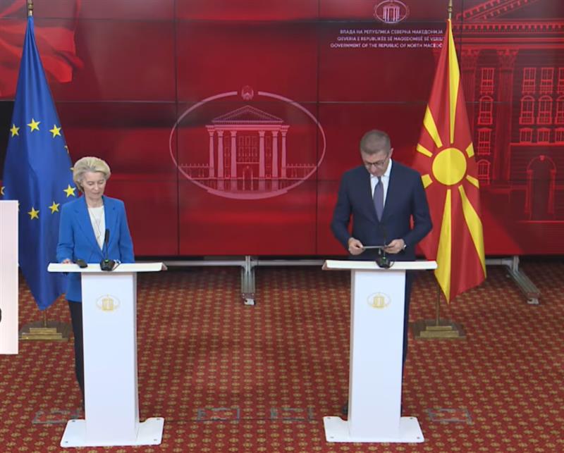  Прес-конференција на претседателката на ЕK, Урсула фон дер Лајен и премиерот Христијан Мицкоски 